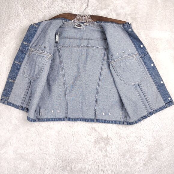 Vintage 80s-90s Denim Embellished Threads On Threads Vest 100% Cotton Sz M/L - Picture 10 of 12